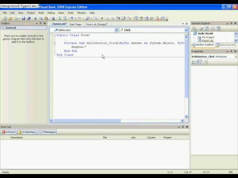 Visual Basic Step One Hello World
