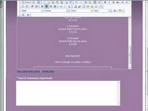 DotNetNuke Editing a Cafe Menu