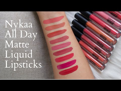 Nykaa All Day Matte Liquid Lipstick Swatches | Vidya Lakshmi R