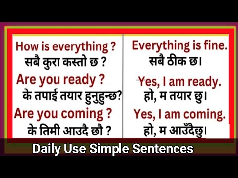 100+Daily Use English Sentences To Speak English with Nepali Meanings