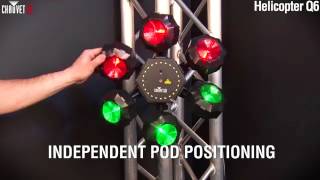 Video thumbnail for Chauvet Helicopter Q6 LED Multi Beam Moving Head Light by AstoundedDotCom