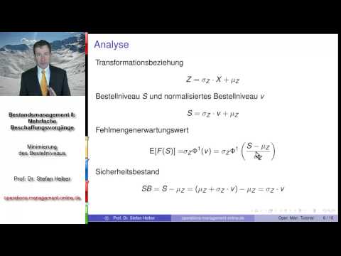 Video 8.4 zum "Operations Management Tutorial": Minimierung des Bestellniveaus