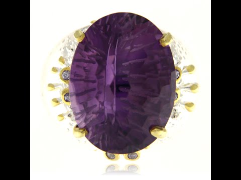 Inel Argint 925 accente aurite Ametist VVS Natural - Eleganta Desavarsita