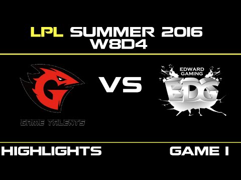 GT vs EDG Game 1 Highlights Tencent LPL Summer 2016 W8D4 Game Talents vs Edward Gaming   GT vs EDG