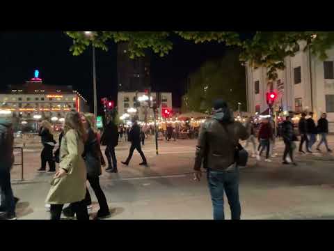 Midnight Street life of Södermalm, Stockholm. Götgatsbacken- Medborgarplatsen