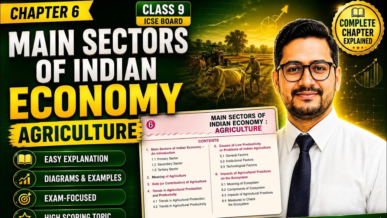 Main sector of Indian economy : Agriculture, class 9th, ICSE