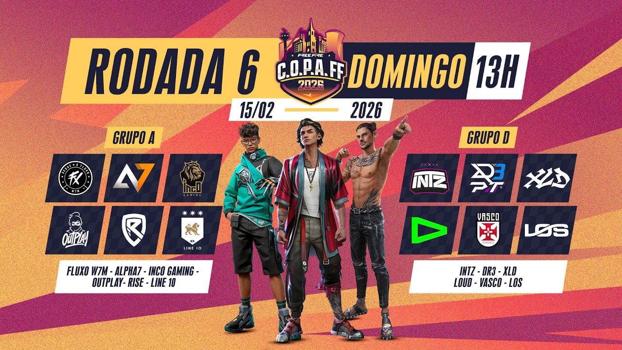 C.O.P.A FF 2026 🚨 FINAL FASE DE GRUPOS  🏆 RODADA 6 - GRUPOS A e D 🚨 #freefire