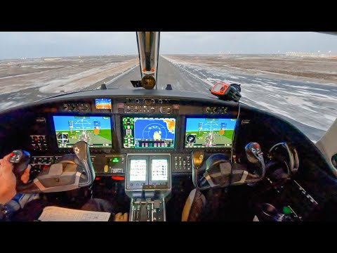 Citation CJ3+ Takeoff in 50 Knot Winds - Iceland to Serbia!