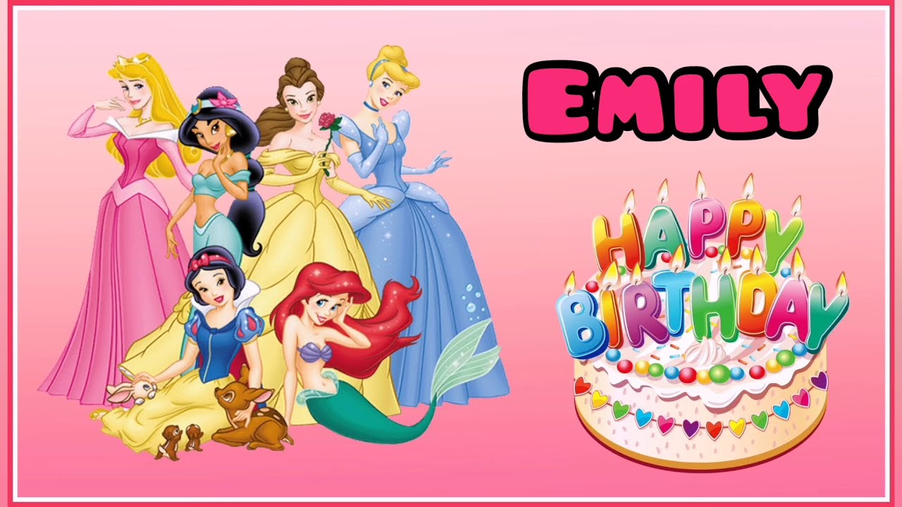 Feliz cumpleaños Emily - Emely con PRINCESAS DISNEY / baila y canta cumpleaños feliz con gd fiestas