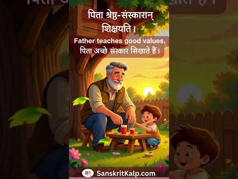 Learn Sanskrit Sentence:  Father teaches good values. |  पिता श्रेष्ठ-संस्कारान् शिक्षयति।