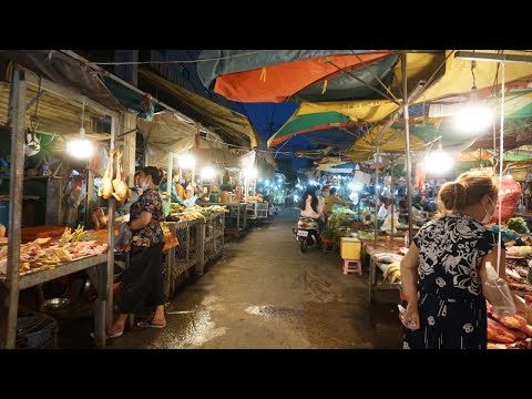 Evening Food Market At Phsar Chhouk Meas - Walking Around Chhouk Meas Market @Chhouk Meas