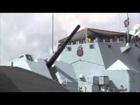 HMS Cavalier firing her gun