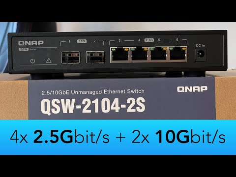 Šakotuvas QNAP QSW-2104-2S tinklo jungiklis Nevaldomas 2.5G Ethernet Juodas video