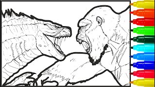Godzilla vs King Kong Burning on a Tree Coloring pages