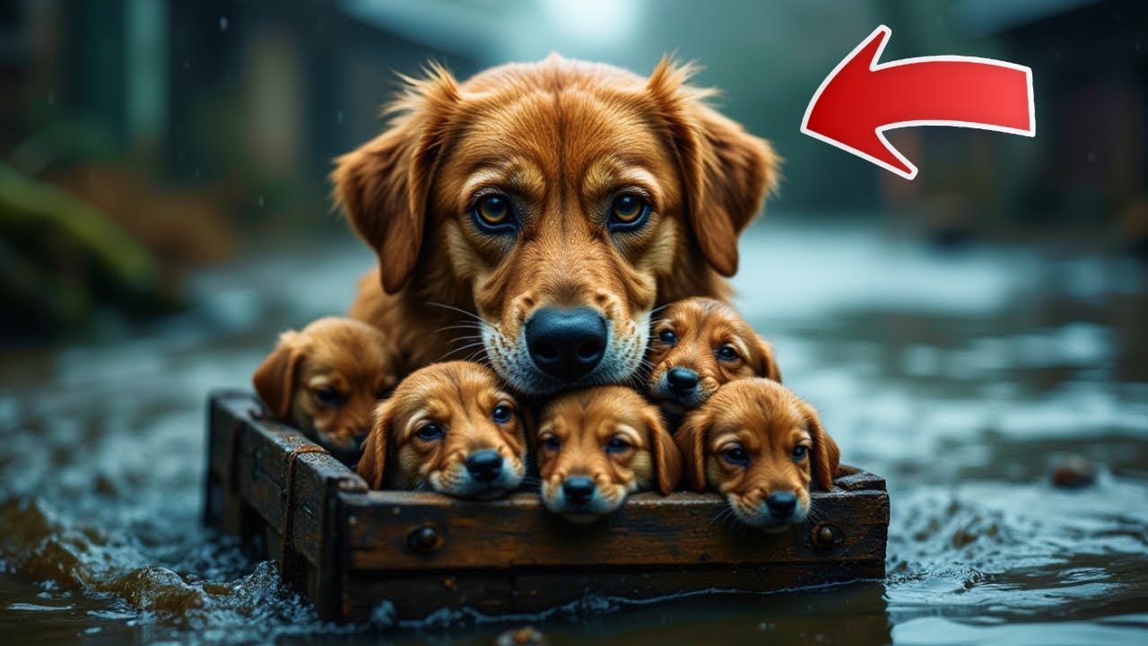 ABANDONADA EN LA INUNDACIÓN, DIO TODO DE SÍ PARA SALVAR A SUS CACHORROS DE UN DESTINO MORTAL!