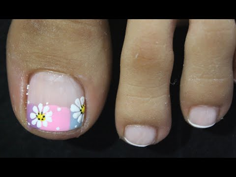 DISEÑO DE UÑAS PARA PIES FLORES MUY FÀCIL DE HACER – FRENCH NAIL ART – FLOWERS NAIL ART – NLC