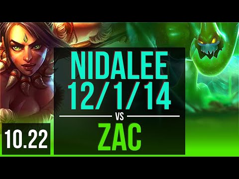 NIDALEE vs ZAC (JUNGLE) | 12/1/14, 800+ games, 1.1M mastery, Godlike | BR Grandmaster | v10.22