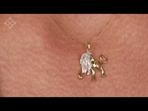 9K GOLD DIAMOND LEO PENDANT 0.12CT - G4991