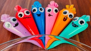 Making Slime With Colorful Cute Piping Bags ! Satisfying ASMR ! Part 252