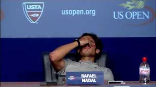 2011 US Open: Rafael Nadal Cramps Up During Press Conference