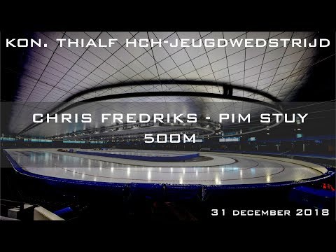 Chris Fredriks - Pim Stuy 500m Kon  Thialf HCH Jeugdwedstrijd 2018