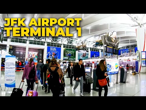 ⁴ᴷ⁶⁰ Caminhando no Terminal 1 do Aeroporto Internacional John F. Kennedy (JFK), Nova York