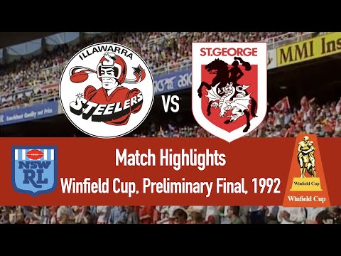 Illawarra Steelers vs St George Dragons | Winfield Cup 1992, Prelim. Final | HIGHLIGHTS