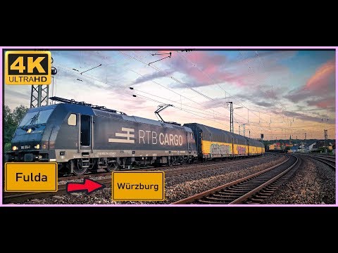 【4K】 Führerstandsmitfahrt Fulda BF nach Würzburg HBF über Gemünden am Main,Jossa