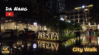 Let's Walk | 4K Da Nang, Vietnam 🇻🇳 Night Time City Walk Light Rain Walking Tour ASMR