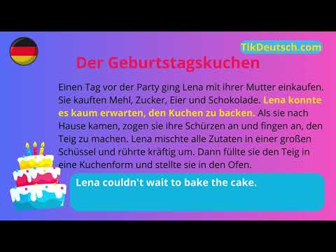 Überraschung! Der Geburtstagskuchen - Kurzgeschichte auf Deutsch (A2/B1 Niveau)