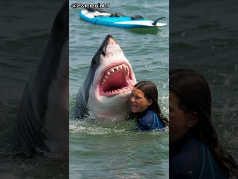 Żarłacz Biały Zaatakował Surferkę!!! #ciekawostki #fakty #rekin #żarłacz #shorts #zwierzęta #natura