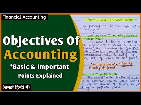 Objectives Of Accounting | Financial Accounting | In Hindi |