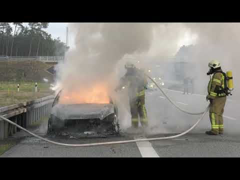 Autobrand auf der A14