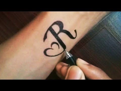 How to make R letter tattoo design on hand | letter r tattoo | Video & Photo