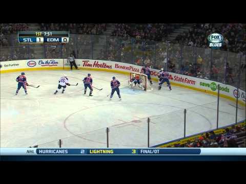 Chris Stewart slapshot 1-0. Hat trick. St. Louis Blues vs Edmonton Oilers 12/21/13 NHL Hockey.