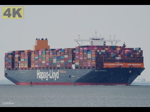 MANILA EXPRESS - Shipspotting Germany 🇩🇪 IMO 9540120 - River Elbe near City Otterndorf - 4K VIDEO