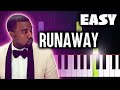 Kanye West - Runaway ft. Pusha T - EASY Piano Tutorial