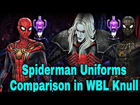 Spiderman Red Uniform VS Black Uniform WBL Knull Comparison And Which Better? - Marvel Future Fight