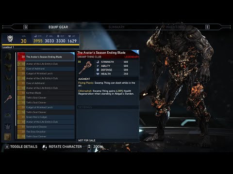 Injustice 2: Swamp Thing Legendary Gear Showcase 1440p 60fps