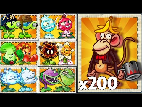 PvZ 2 Random 40 Pair Team Plants Vs 200 Monkey Zombies - Which Team Plant 's Strongest?