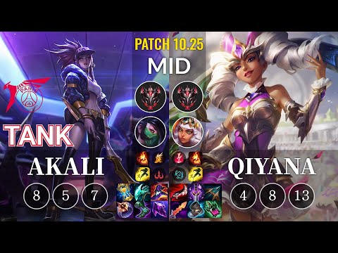 TLN Tank Akali vs Qiyana Mid - KR Patch 10.25