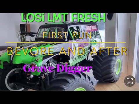 Losi Lmt Grave Digger #monstertruck out of Box first run #teamlosi #losilmt