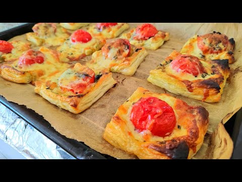 Tomato and cheese puff pastry party food recipe | Granny's Kitchen Recipes