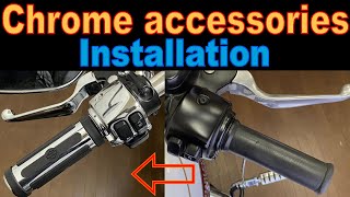 【Harley-Davidson Dyna】Chrome switch housing & levers, handlebar grips, regulator cover installation