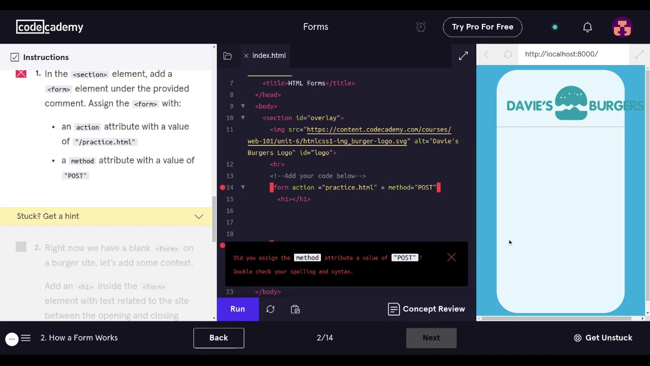 Learn HTML with Codecademy HTML Forms (How A Form Works)