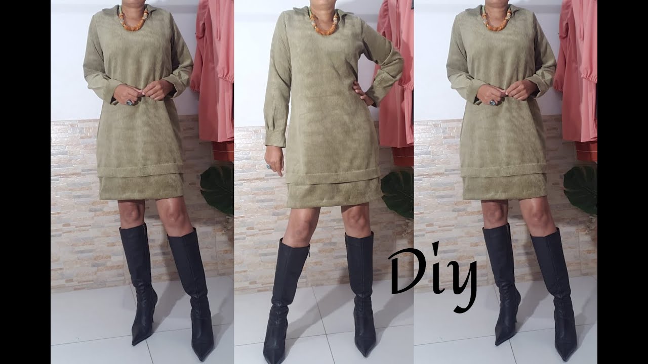 Watch Now VESTIDO DE INVERNO NO VELUDO COTELÊ VESTIDO DE INVERNO NO VELUDO COTELÊ