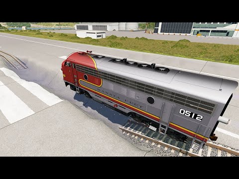 Giant Pothole Against Trains | BeamNG Drive - Dancing Cars
