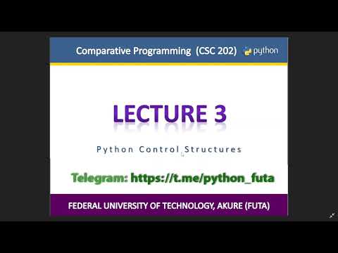 Lecture 3 Python Control Structures