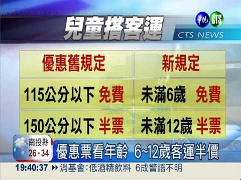 客運兒童票價 身高.年齡全放寬