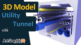 Download lagu Professional Cross Section Utility Tunnel 3D Model | Realistic Modeling in 3D Blender mp3